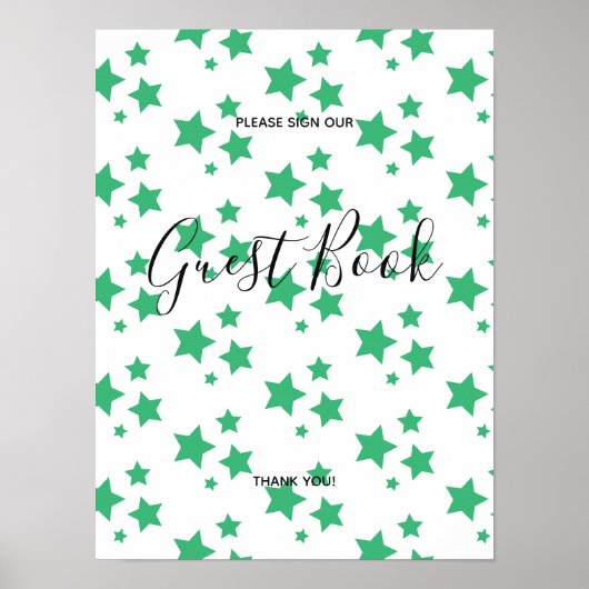 Groene sterren Modern Design Book Sign Poster (Voorkant)