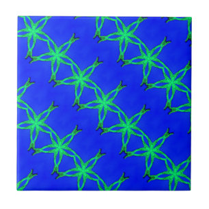 groene sterren op blauw tegel tegeltje
