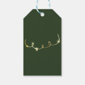 Groene stijl Doodle kerstboom, rendier, sterren Cadeaulabel (Achterkant)