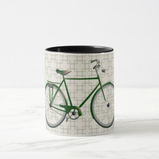 Groene  stijl fiets en Retro Art Mok (Midden)