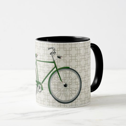 Groene  stijl fiets en Retro Art Mok (Voorkant rechts)