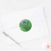 Groene stilleven glittery Peacock Ronde Sticker (Envelop)