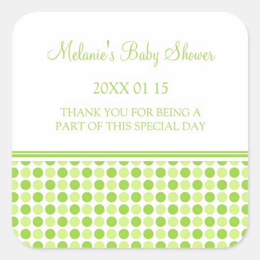 Groene Stippen Baby shower begunstigen Stickers (Voorkant)