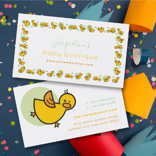 Groene Stippen En Speelse Gele Baby Eendjes Kader Visitekaartje