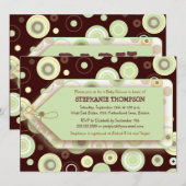 Groene Stippen Label Neutraal Baby shower Uitnodig Kaart (Voorkant / Achterkant)