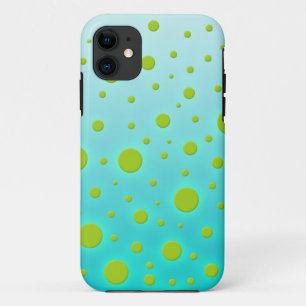 Groene stippen over turquoise pret ontwerp iPhone 11 hoesje