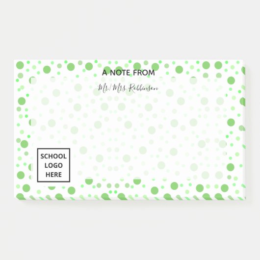 Groene Stippen Terug naar School Leraar Post-it® Notes (Voorkant)