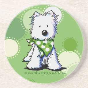 Groene Stippen Westie Dog Onderzetter