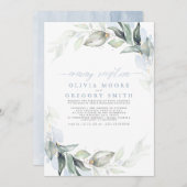 Groene Stof Blauw Elegante Avondreceptie Kaart (Voorkant / Achterkant)