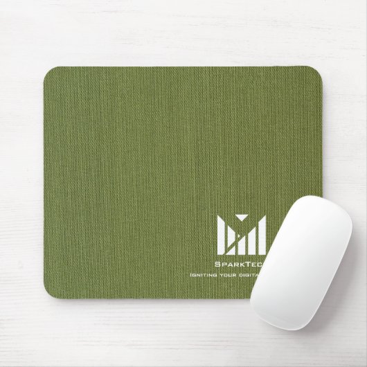 Groene Stoffentextuur Elegant Monogram Logo Custom Muismat (Met muis)