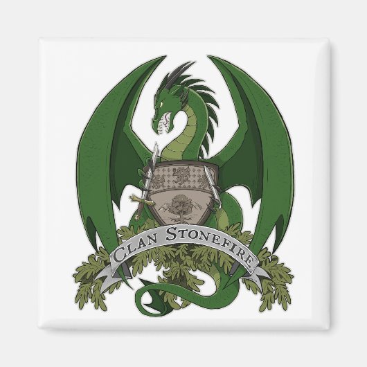 Groene Stonefire Draken Crest Magnet Magneet (Voorkant)