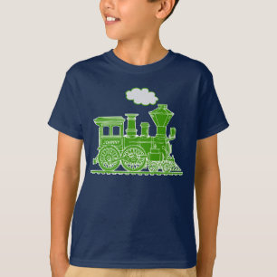 Groene stoomlocomotief aangepaste naam kinder t-sh t-shirt