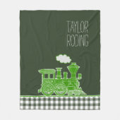 Groene stoomtrein die stoom uitblaast fantasie gra fleece deken (Voorkant)