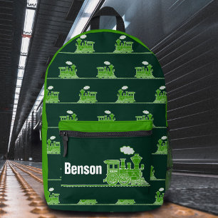 Groene stoomtrein kinderen genoemd bedrukte rugzak