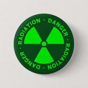 Groene stralingswaarschuwing ronde button 5,7 cm