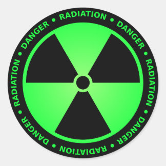 Groene stralingswaarschuwing ronde sticker