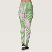 Groene streep op roze ondergrondse peulen leggings (Achterkant)