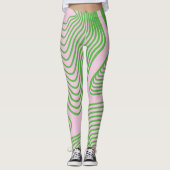 Groene streep op roze ondergrondse peulen leggings (Voorkant)