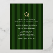 Groene strepen afstuderen fotoscript echt goud folie uitnodiging (Achterkant)