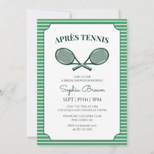 Groene Strepen Après Tennis Bruiloftsfeest Kaart