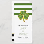 Groene strepen en klaver Ierse bruiloft programma (Voorkant / Achterkant)