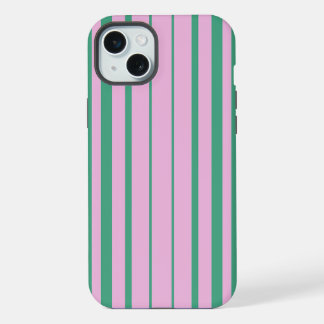 Groene Strepen en Zachte Roze iPhone 15 Plus Hoesj Case