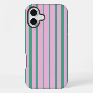 Groene Strepen en Zachte Roze iPhone 16 Plus Hoesj Hoesje