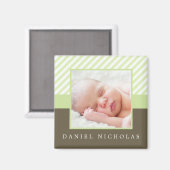 Groene Strepen Foto Lijst Magneet (Voorkant / Achterkant)