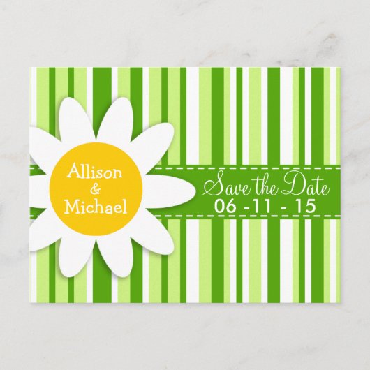 groene strepen; gestreept; Daisy Aankondigingskaart (Voorkant)