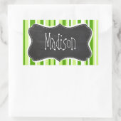 Groene strepen; gestreept; krijtbord rechthoekige sticker (Tas)