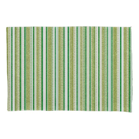 Groene Strepen Glitter Kussensloop (Voorkant)
