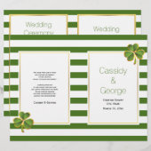 Groene strepen klaver gevouwen Iers trouwprogramma (Voorkant / Achterkant)