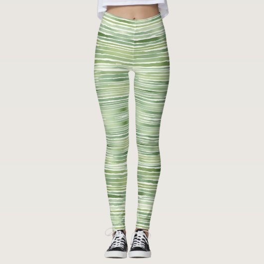 Groene Strepen Leggings (Voorkant)