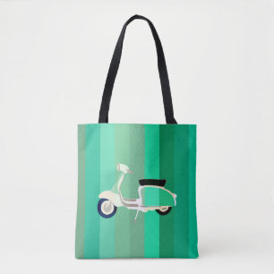 Groene Strepen Retro Scooter Boodschappentas Draagtas