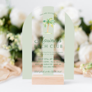 Groene Strepen Strand Bach Club Bruidsuitnodiging Acryl Uitnodigingen