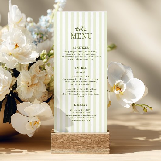 Groene Strepen Trouwmenu Menu