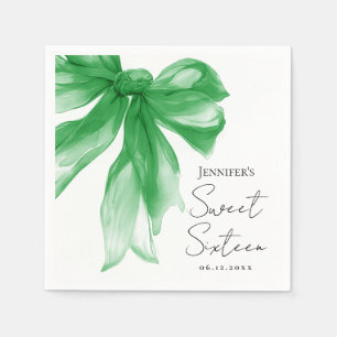 Groene strik Coquette Script Sweet 16-feest Servet