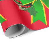Groene strik met Holly Red Wrapping Paper Cadeaupapier (Rol Hoek)