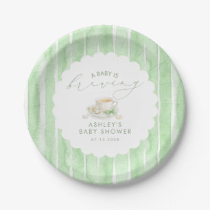 Groene Strik Thee Baby Is Brewing Baby Shower Papieren Bordje