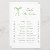 Groene Strik Zou Ze Liever Bruiloft Feest Spel (Voorkant / Achterkant)