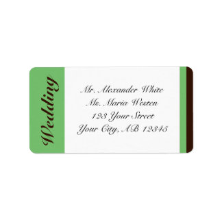Groene Stripe Chocolate Brown Wedding Address Labe Etiket