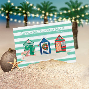 Groene Stripes Beach Wishes Beach Huts Holiday Feestdagenkaart