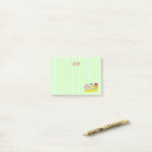 Groene Stripes met schattige uilen Post-it® Notes (Op bureau)