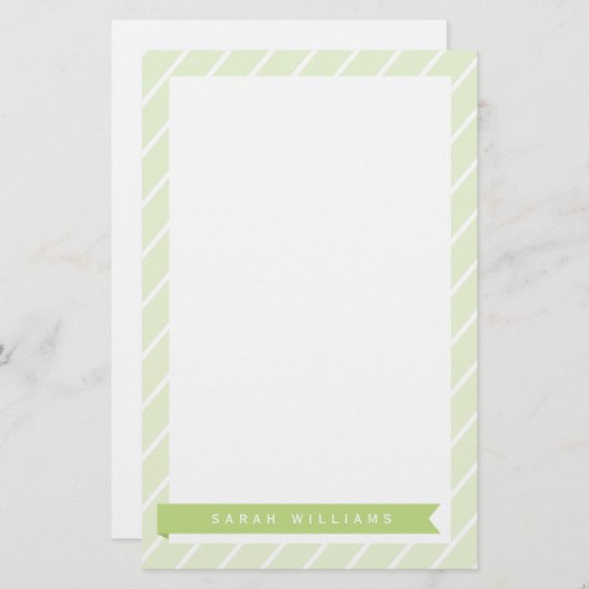 Groene Stripes Patroon Briefpapier (Voorkant / Achterkant)