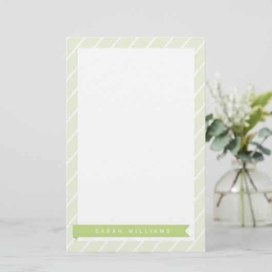 Groene Stripes Patroon Briefpapier (Staand voorkant)