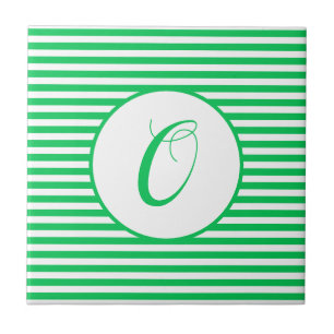 Groene stripesonogram Voeg je letter O toe Tegeltje