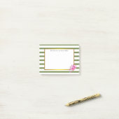 Groene strips met gouden rand Floral Post-it® Notes (Op bureau)