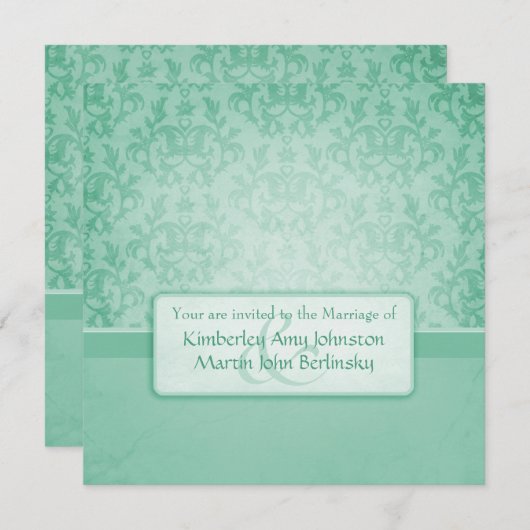 Groene stuwdam formele uitnodiging voor bruiloft (Voorkant / Achterkant)