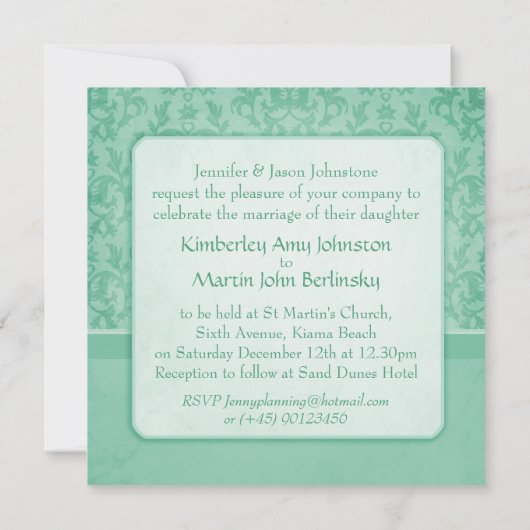 Groene stuwdam formele uitnodiging voor bruiloft (Achterkant)