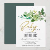 GROENE SUCCULENT FOLIAGE WATERVERF BABY SHOWER KAART (Voorkant / Achterkant)